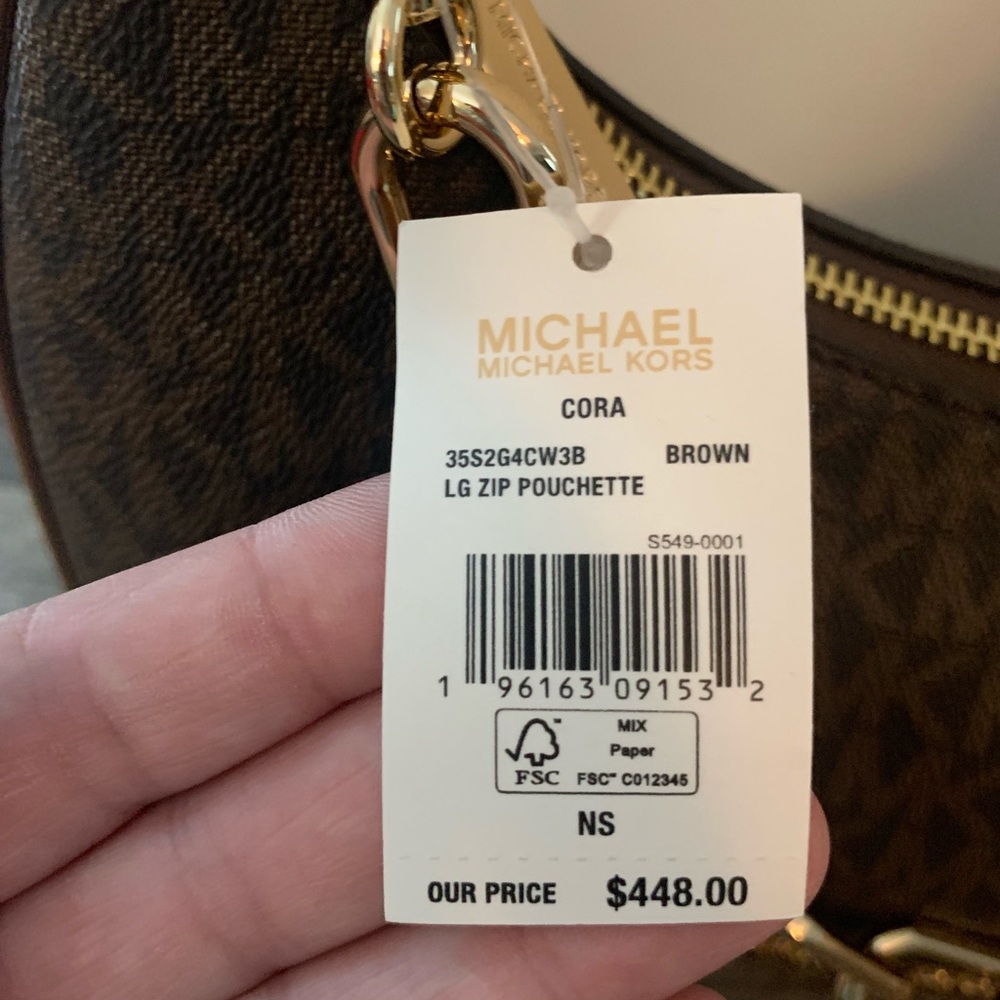 Michael Kors Large Cora Dark Brown Bag with Gold Chain NWT - Picture 8 of 9